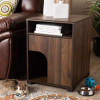 Baxton Studio SECHC150100WI-Columbia-Cat House Nova Modern and Contemporary Walnut Brown Finished 1-Door Cat Litter Box Cover House